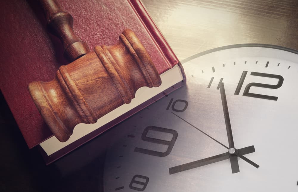 A clock and attorney hammer